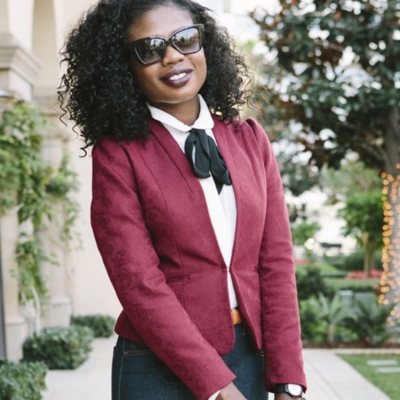 H&M Jackets & Blazers - ✨NWT H&M Burgundy Red Embroidered Blazer 12